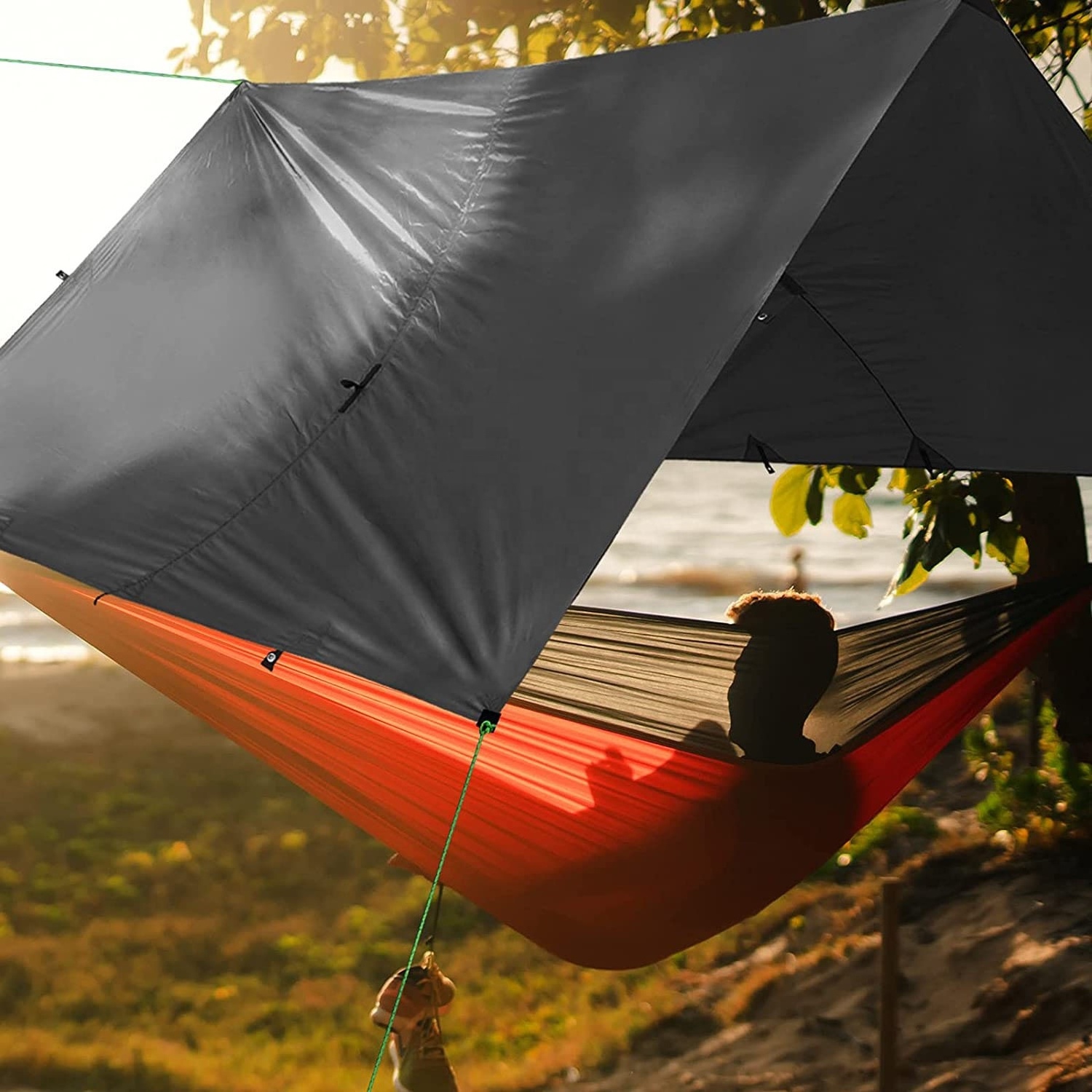 Woqi Can Be Customized 210T Waterproof Sun Shade Hammock Camping Tarp Canopy For Outdoor Hiking