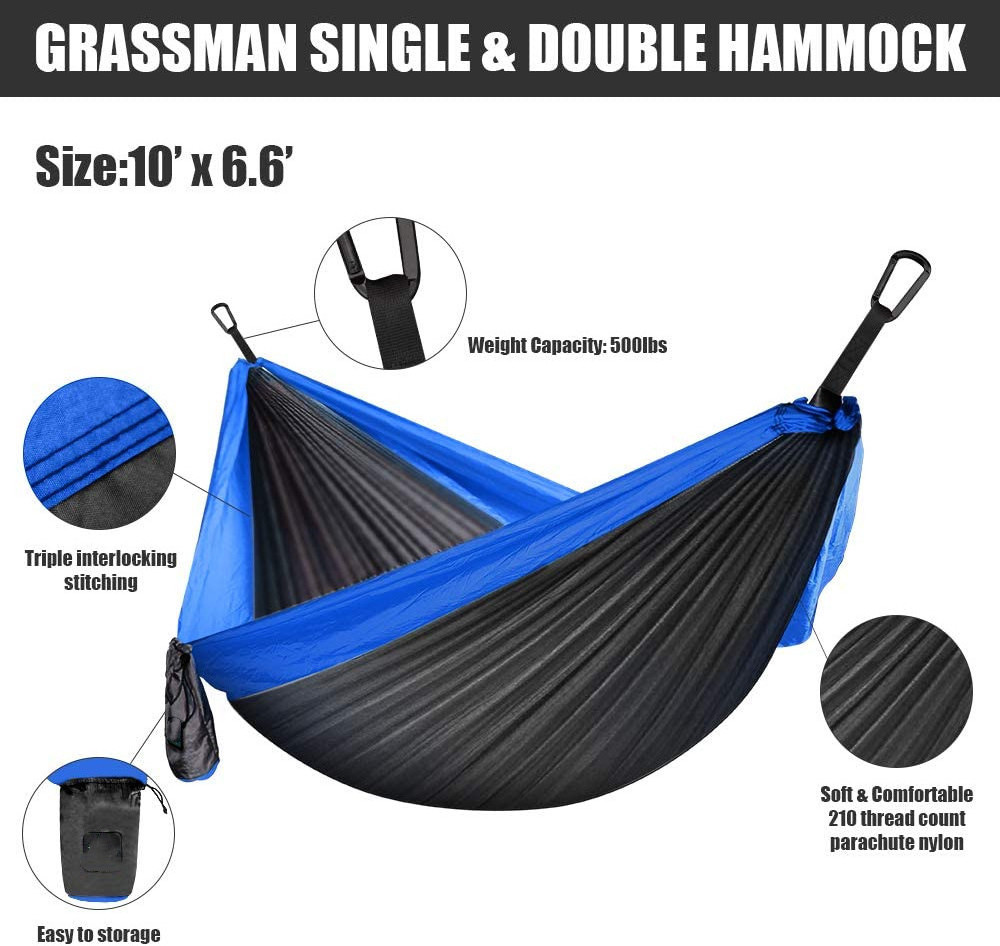 Woqi Hot selling outdoor portable parachute nylon camping hammok hamock hamak hammock with tree strap Hammock