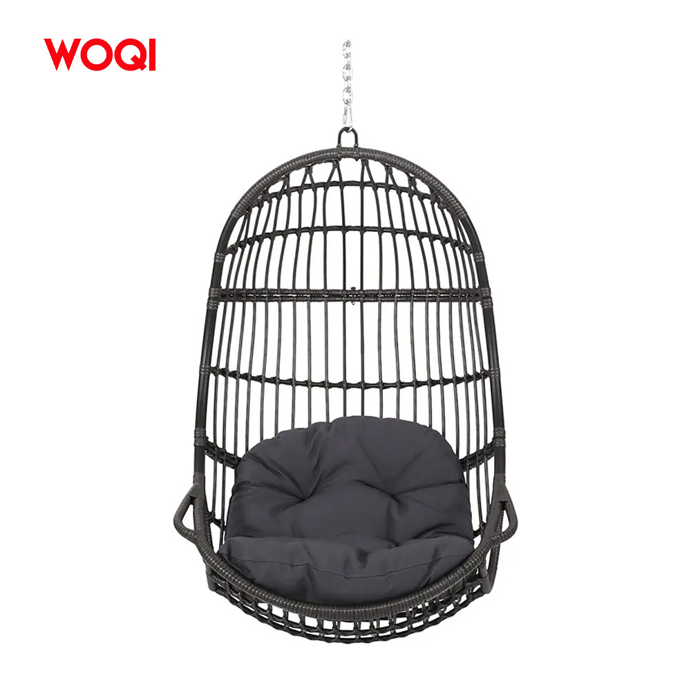 Woqi Foldable Hanging Basket Chair Set Rattan Wicker Hanging Swing Chair Hammock with Cushion