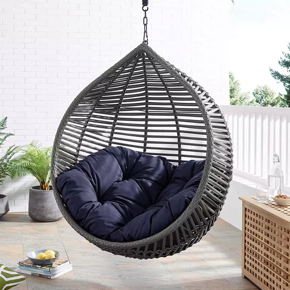 Woqi Egg Large Rattan Wicker Swing Hanging Chair Multifunctional Swing Chairs for Indoor Outdoor Patio Garden