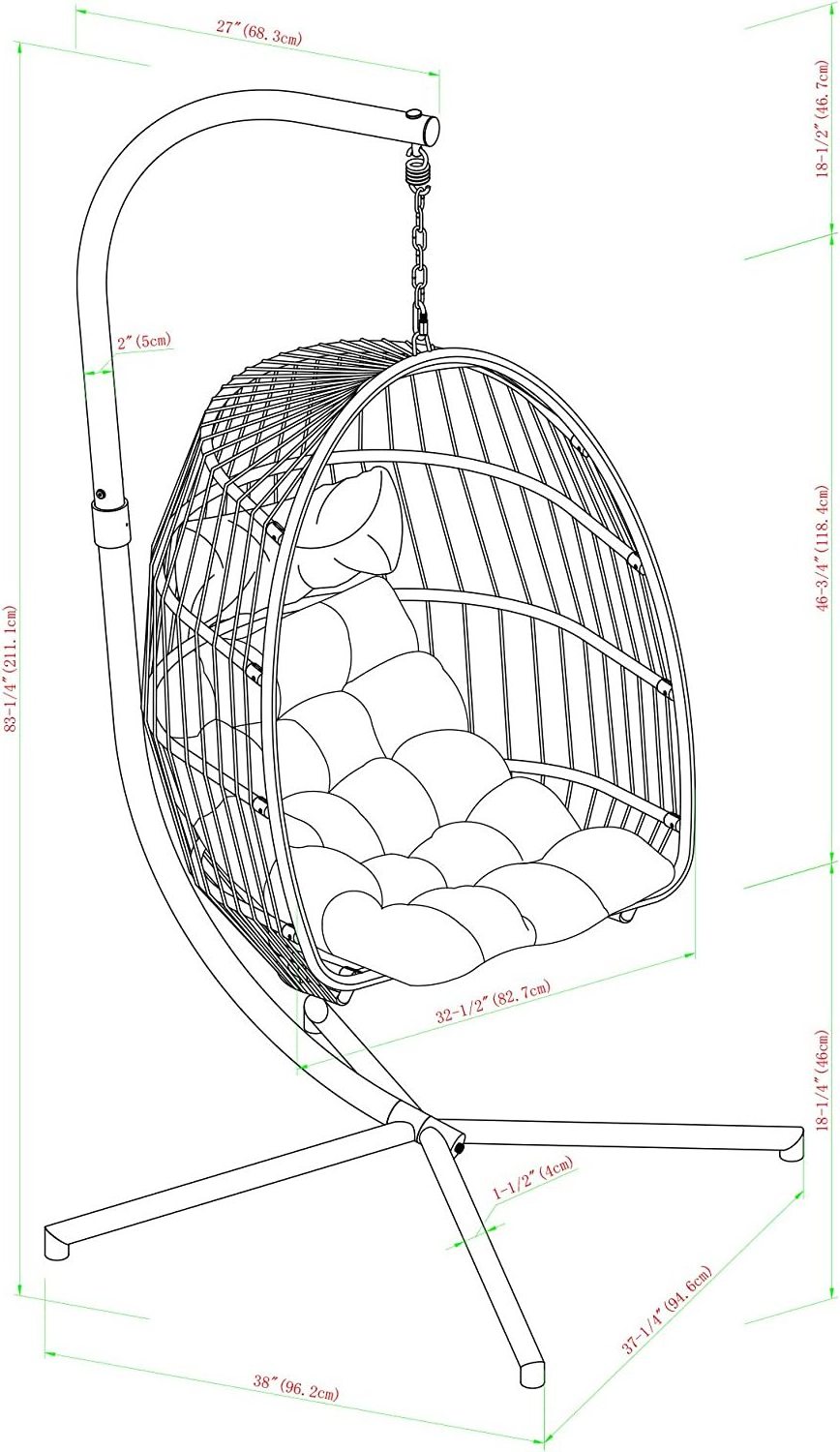 Woqi  With Pillow Egg Large Rattan Wicker Swing Hanging Chair Swing Chairs for Indoor Outdoor Patio Garden