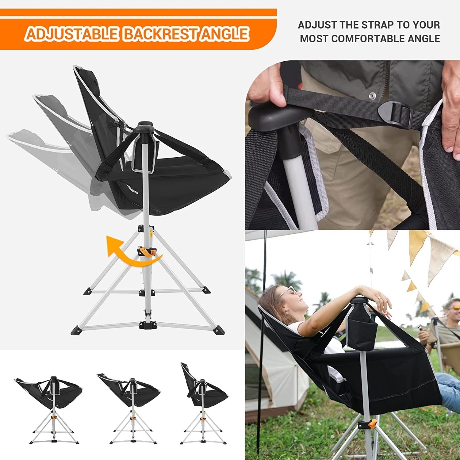 Woqi Hot Sale Ultra Light Folding Outdoor Hammock Camping Chair with pillow for Adults Kids Unisex Family