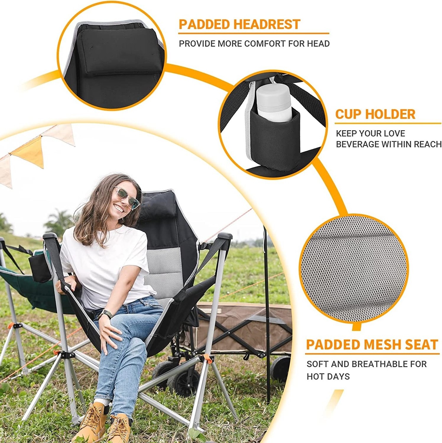 Woqi Hot Sale Ultra Light Folding Outdoor Hammock Camping Chair with pillow for Adults Kids Unisex Family