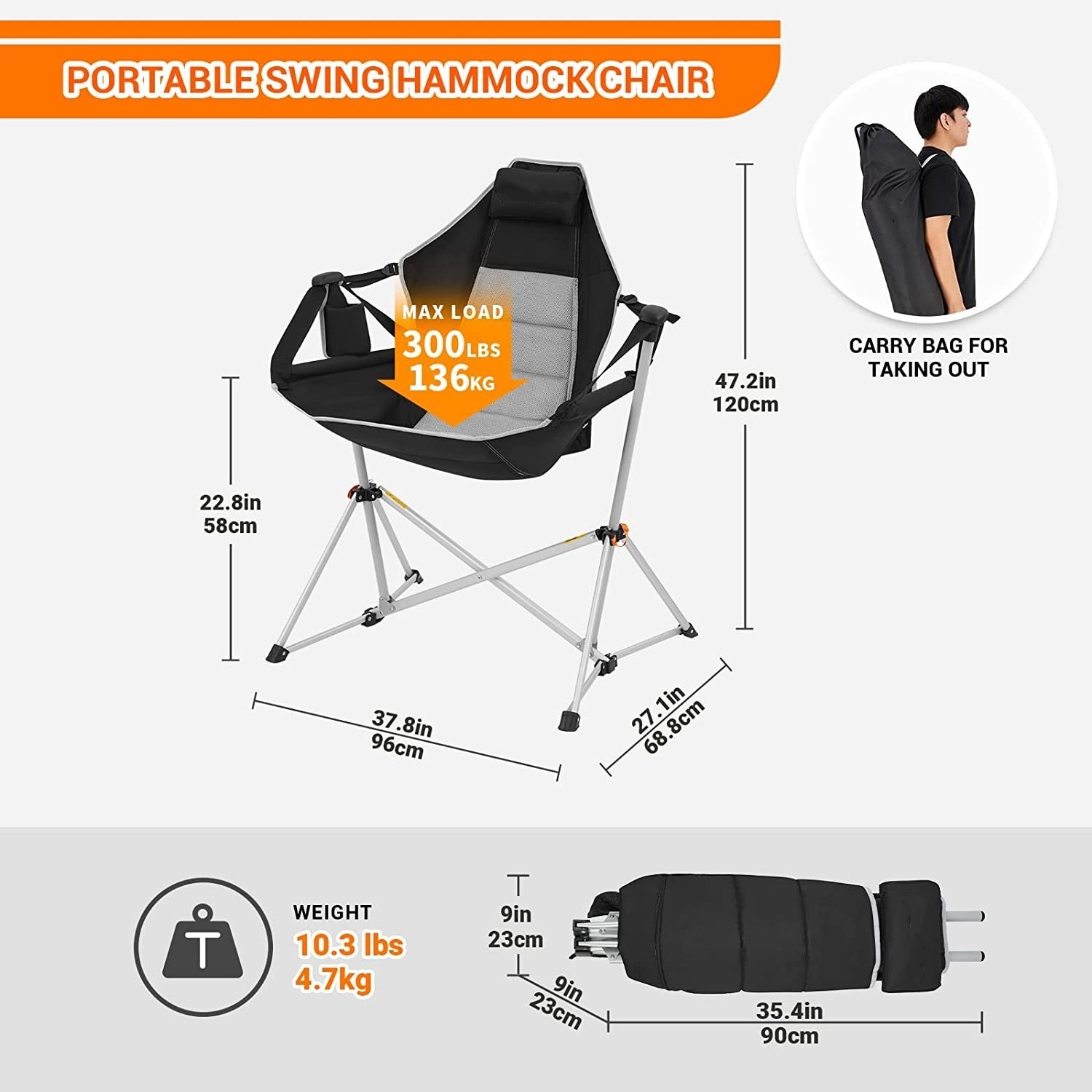 Woqi Hot Sale Ultra Light Folding Outdoor Hammock Camping Chair with pillow for Adults Kids Unisex Family