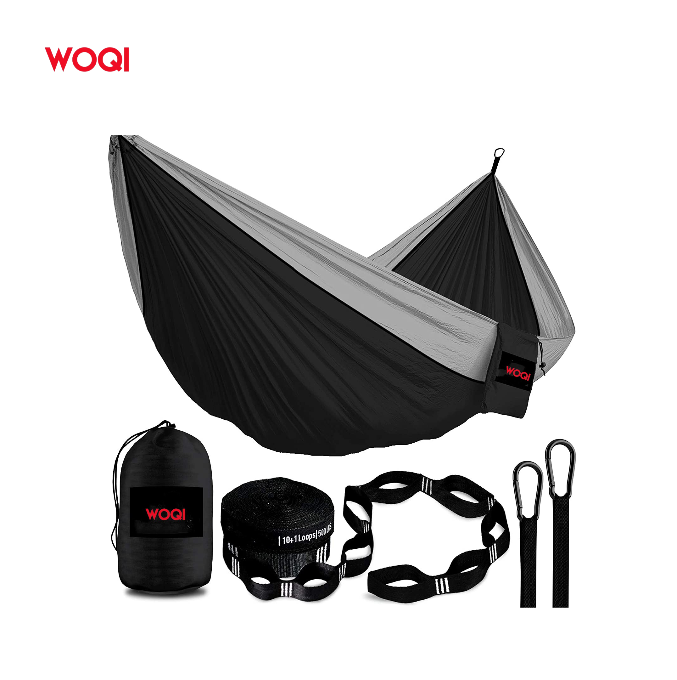 WOQI Top Brands Factory Nylon Portable 3 Person 4 Seasons Double Hammock Swing Hammock Bed with Carry Bag for Outdoor