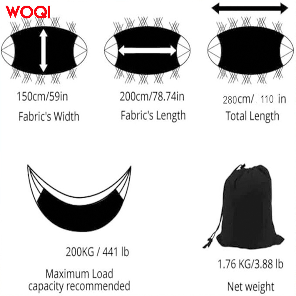 WOQI High Quality Indoor and Outdoor Camping Canvas Two Person Printed Tassel Hammock and Rocker Chair