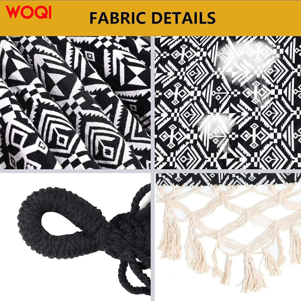 WOQI Customized indoor and outdoor Mexican style foldable portable large printed tassel hammock