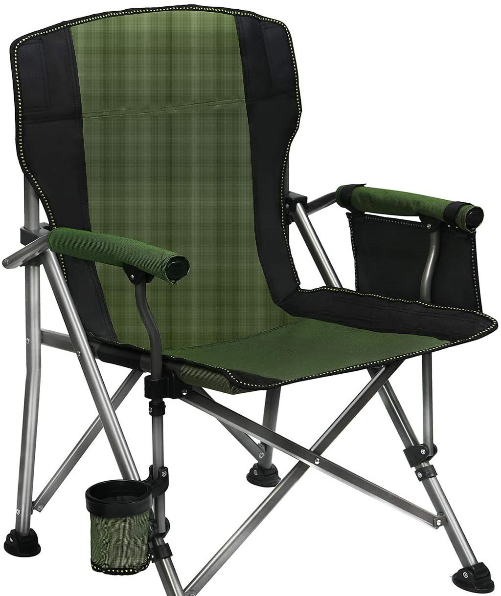 WOQI Camping Chair for Heavy People Oversized Outdoor Chairs with Cup Holder and Storage Bag