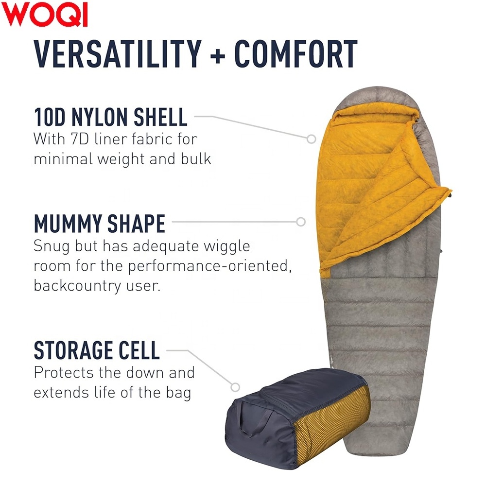 WOQI Lightweight Three Season Filling 1000g Adult Mom Down Sleeping Bag Ultra Light Backpack Hiking Camping Sleeping Bag