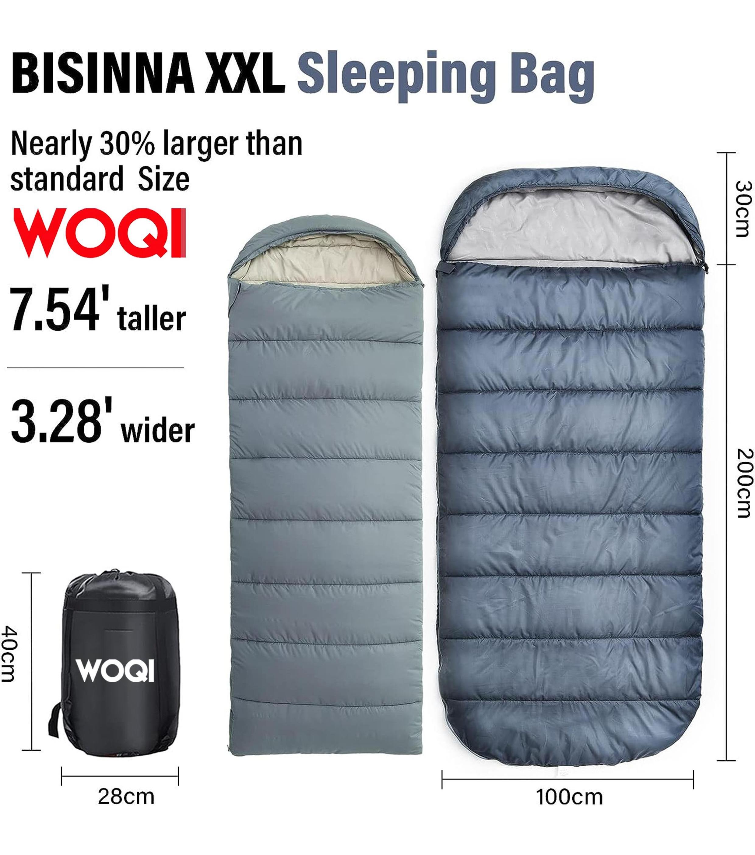 WOQI Camping Adult Sleeping Bag, 3-4 Seasons Warm, Comfortable, Waterproof, Lightweight Sleeping Bag