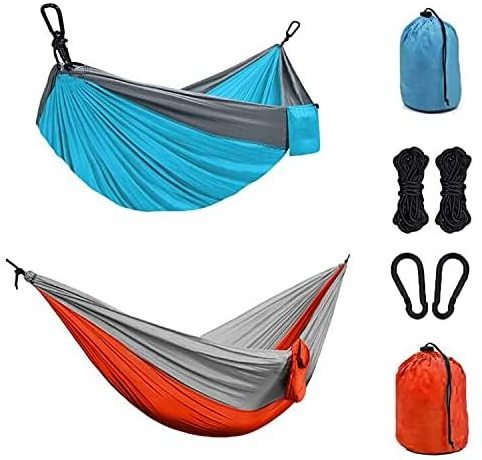 Woqi OEM 210T Nylon single double outdoor hiking Portable sewing hanging Parachute Camping Tent Hammock bed