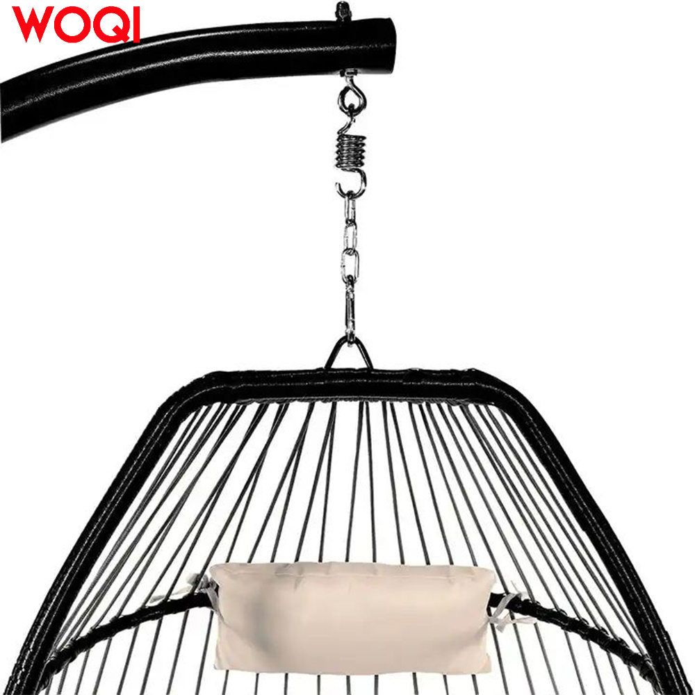 WOQI Wicker Hanging Chair Egg Chair Patio Egg Chair Soft Deep Fluffy Cushion Relaxing Large Basket Porch Lounge