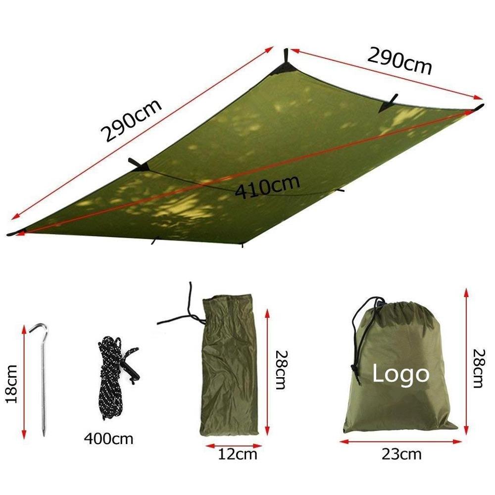 WOQI PREMIUM ULTRALIGHT RAIN FLY TARP SQUARE 10x10 Feet GRAY Ripstop Nylon Waterproof Camping Tent Hammock Cover Hiking Backpack