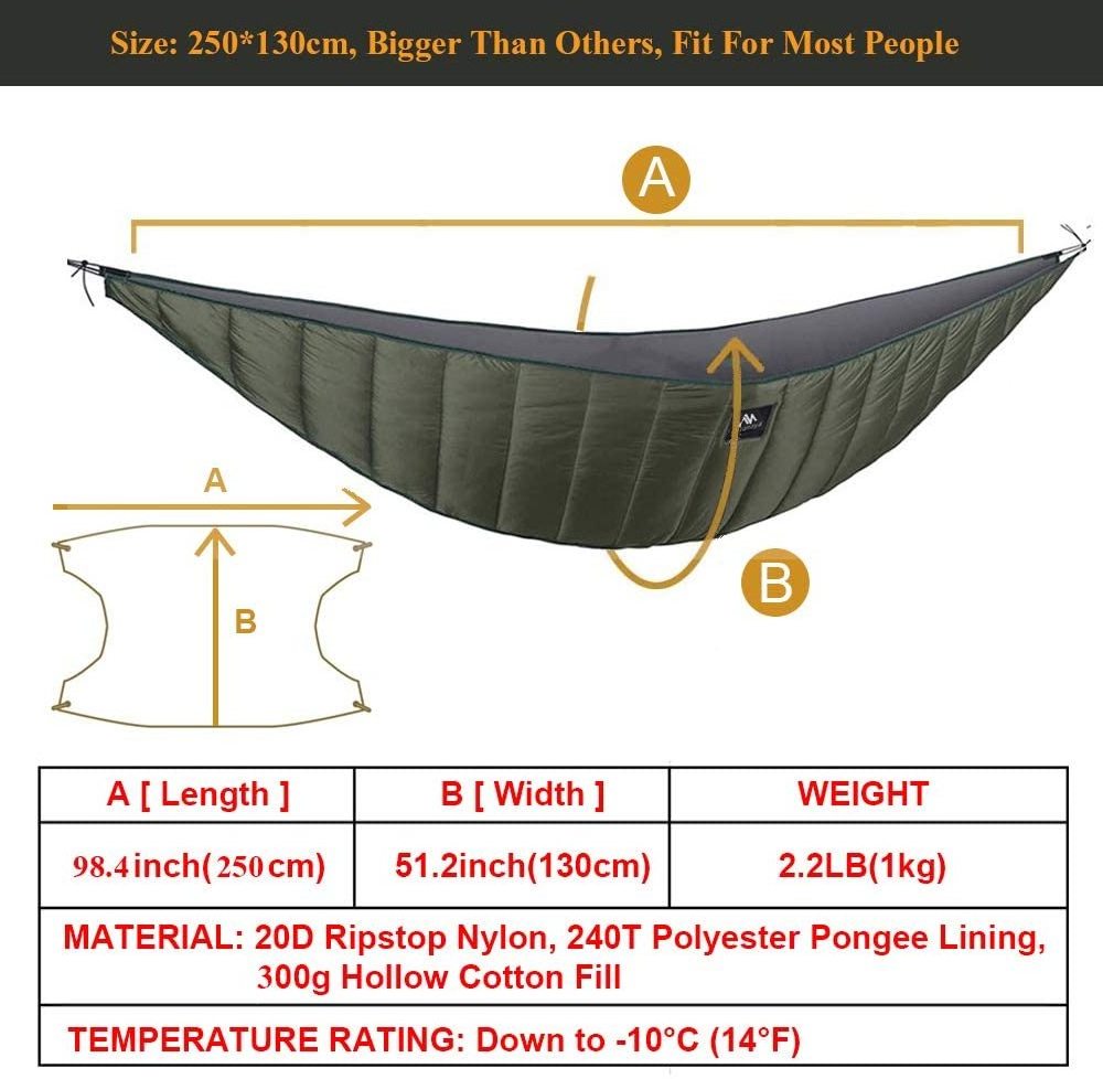 Woqi outdoor hammock  sleeping bag  factory direct sell camping hiking sleeping bag with hammock quilt