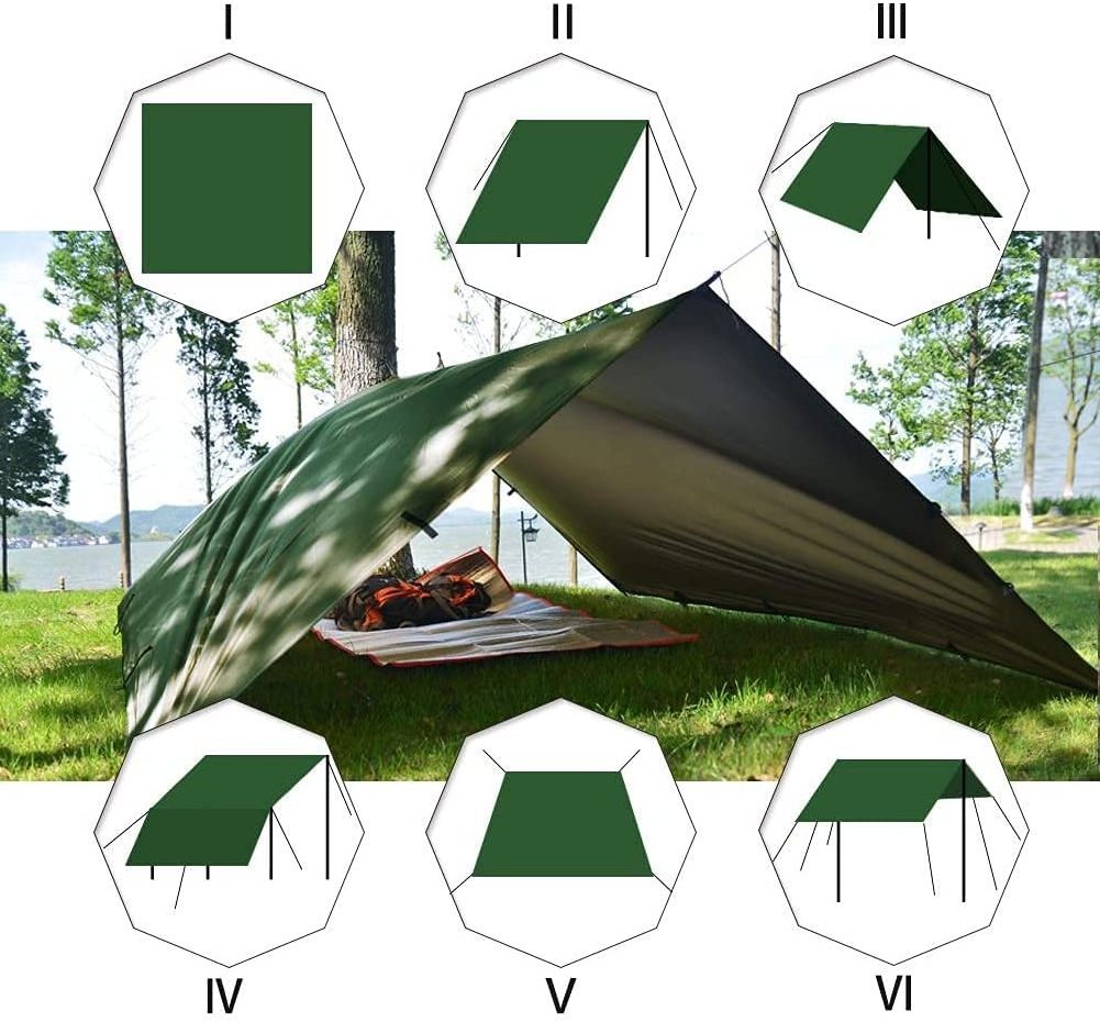 Woqi Custom Made Outdoor Lightweight Shelter Shade Tarp 3x3 Waterproof Rain Fly Camping Tarp Tent