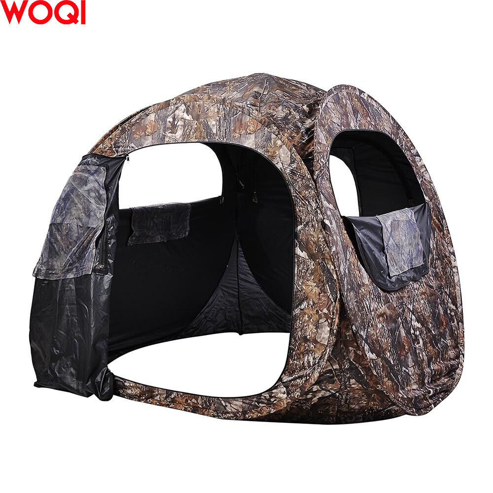 WOQI Oval Camo 3 Zipper Full View Window Hunting Blind Tent