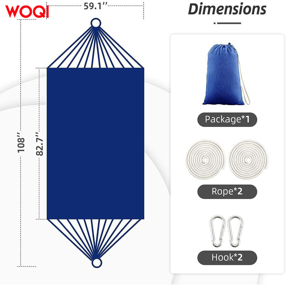 WOQI Indoor and Outdoor Garden Bohemian Cotton Tassel Hammock 2 Durable Swing Hammock (Blue)