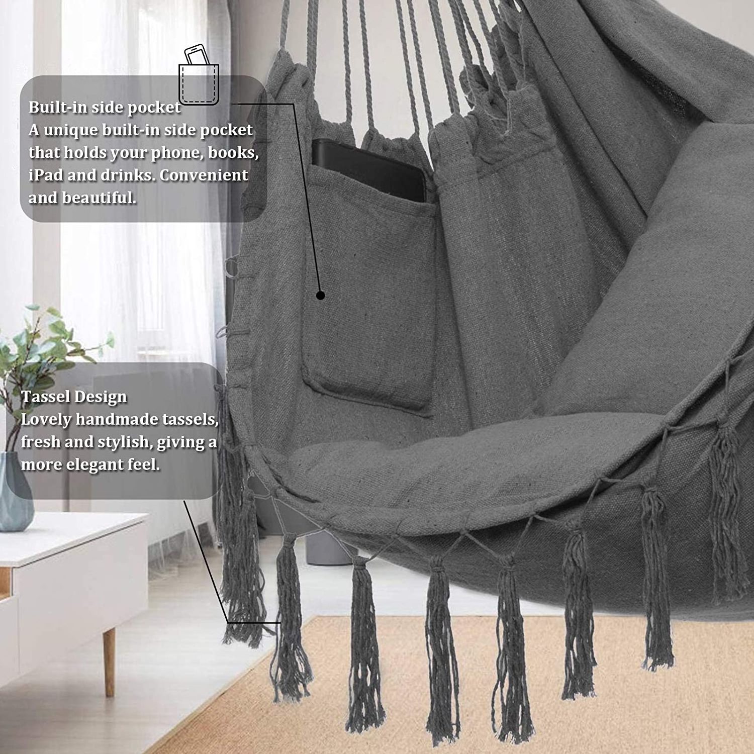 Woqi Up Grade High Quality  Hammock Swing Chair  Outdoor Indoor Hammock Chair