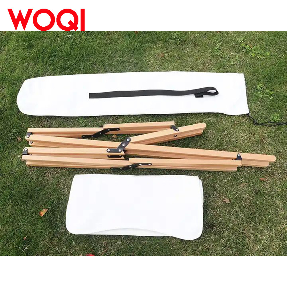 WOQI Outdoor Furniture Camping Wood Grain Aluminum Folding Moon Chair