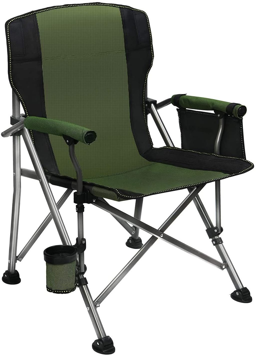 WOQI Camping Chair for Heavy People Oversized Outdoor Chairs with Cup Holder and Storage Bag