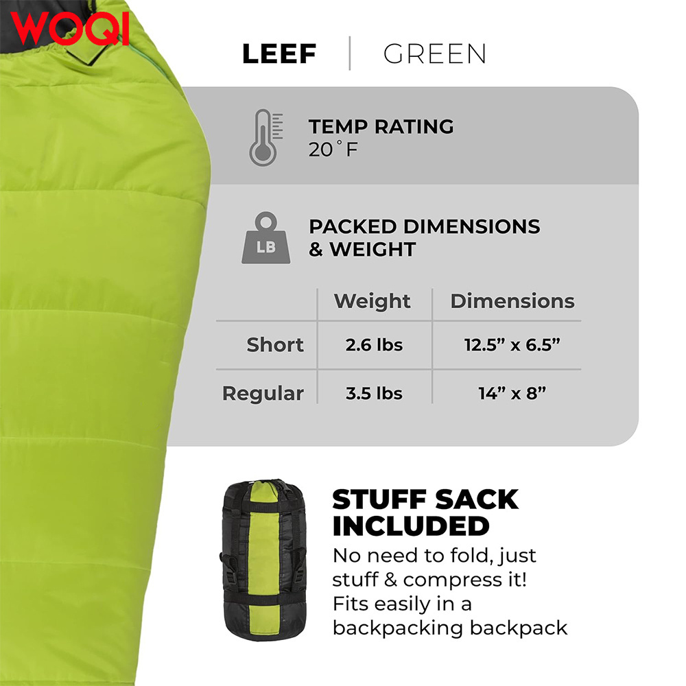 Woqi Filling 400g 90% down Sleep Bags Lightweight Mummy Sleep Bags  Waterproof cold weather sleeping bag camping hiking mummy