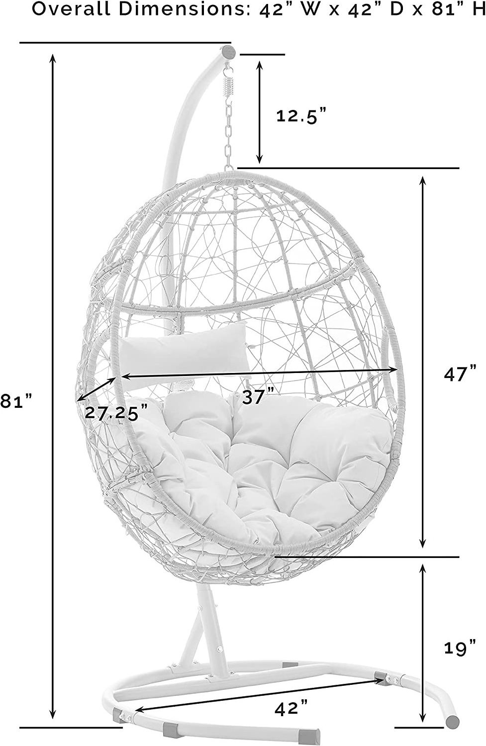 Woqi  Egg Chair Covers with Zipper Swing Chair Covers Waterproof Outdoor Swing Cover Windproof Hanging Furniture Protector for M