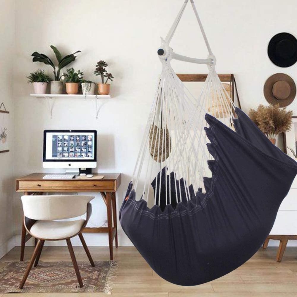 Woqi Hot Sell  Hanging Hammock Chair, Hanging Swing Chair with  Cushions 34 Inch Wide Seat Swing