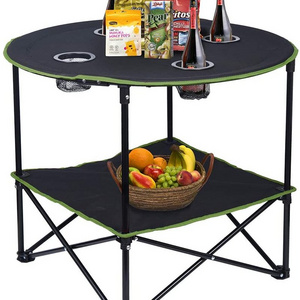 Woqi China new design fishing round folding table for outdoor camping furniture