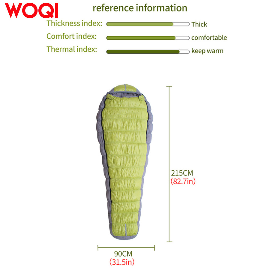 WOQI Winter Outdoor Waterproof Camping Down Sleeping Bag, 800T Filled Goose Down Sleeping Bag