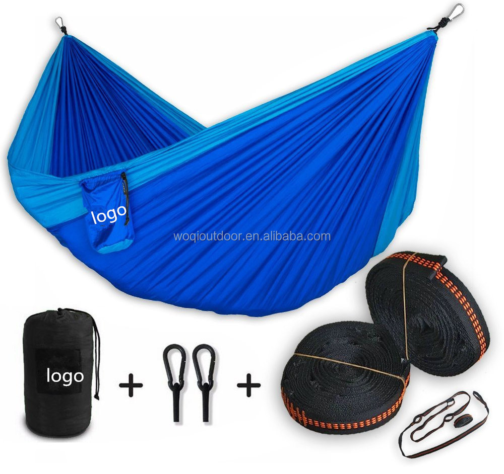 WOQI Outdoor Camping  waterproof  Ripstop Parachute Portable Nylon single Double happy nappers Hammock