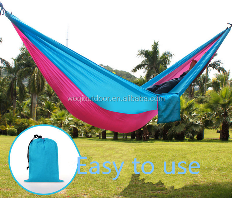 Woqi high quality eco couple hammock luxury compact portable folding hammocks for outdoor camping