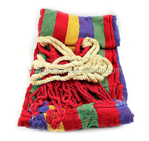 Woqi hot sale cotton mexican crochet bamboo hammock