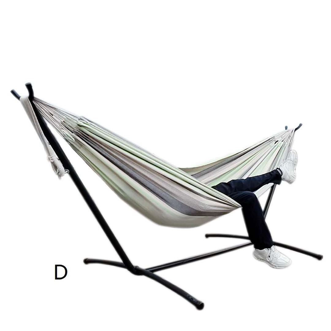 Woqi Best-selling  Outdoor Indoor  Nylon Cotton Double Hammock with Space-Saving Steel Stand