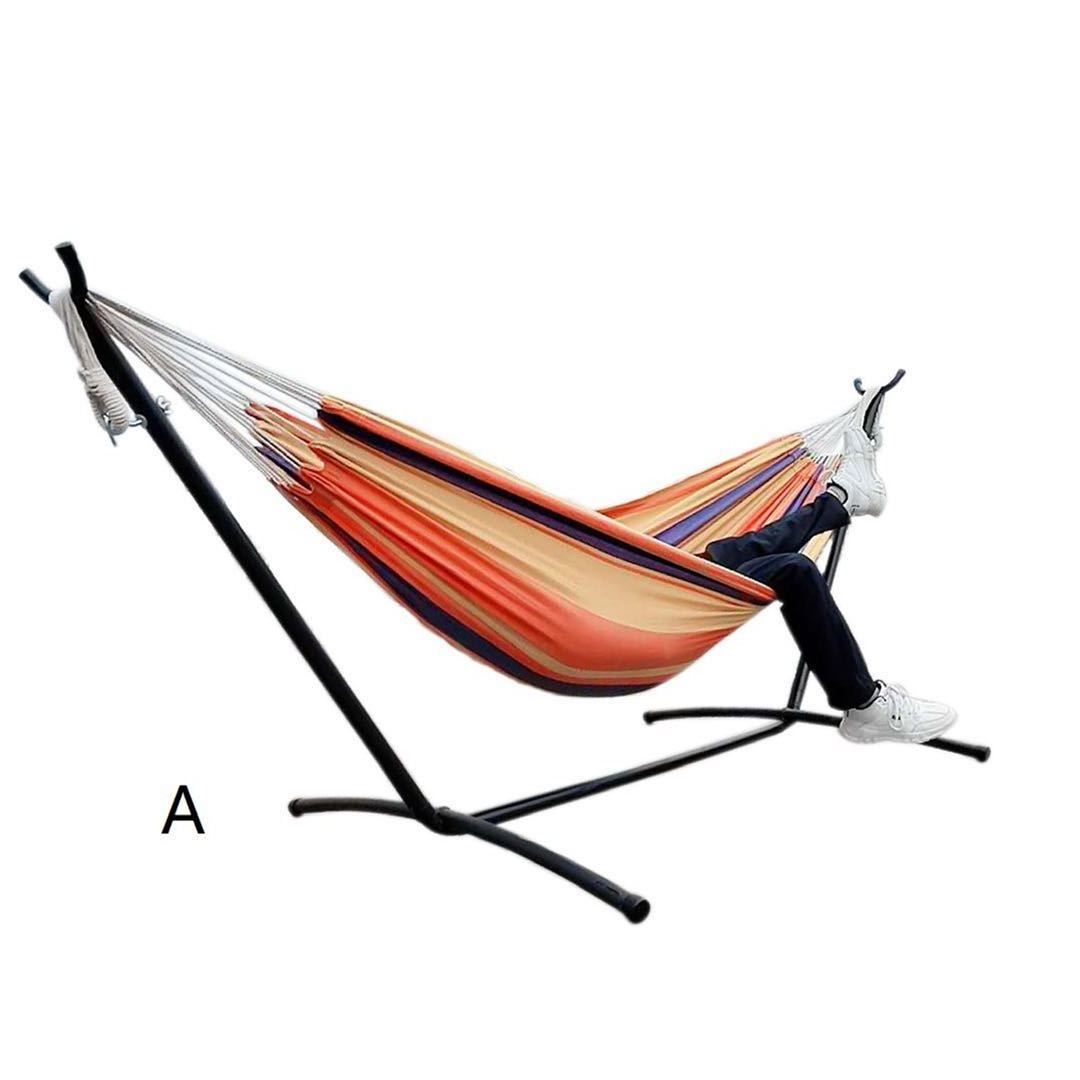 Woqi Best-selling  Outdoor Indoor  Nylon Cotton Double Hammock with Space-Saving Steel Stand