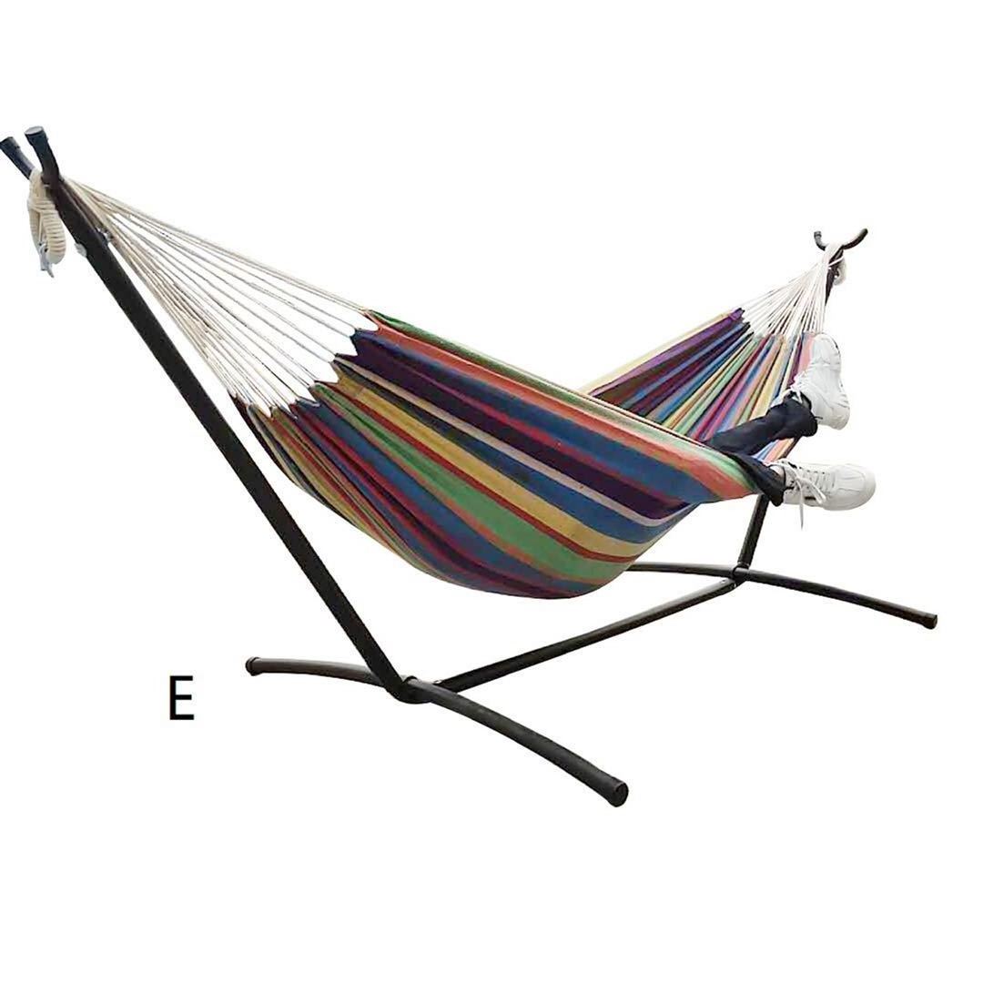 Woqi Best-selling  Outdoor Indoor  Nylon Cotton Double Hammock with Space-Saving Steel Stand