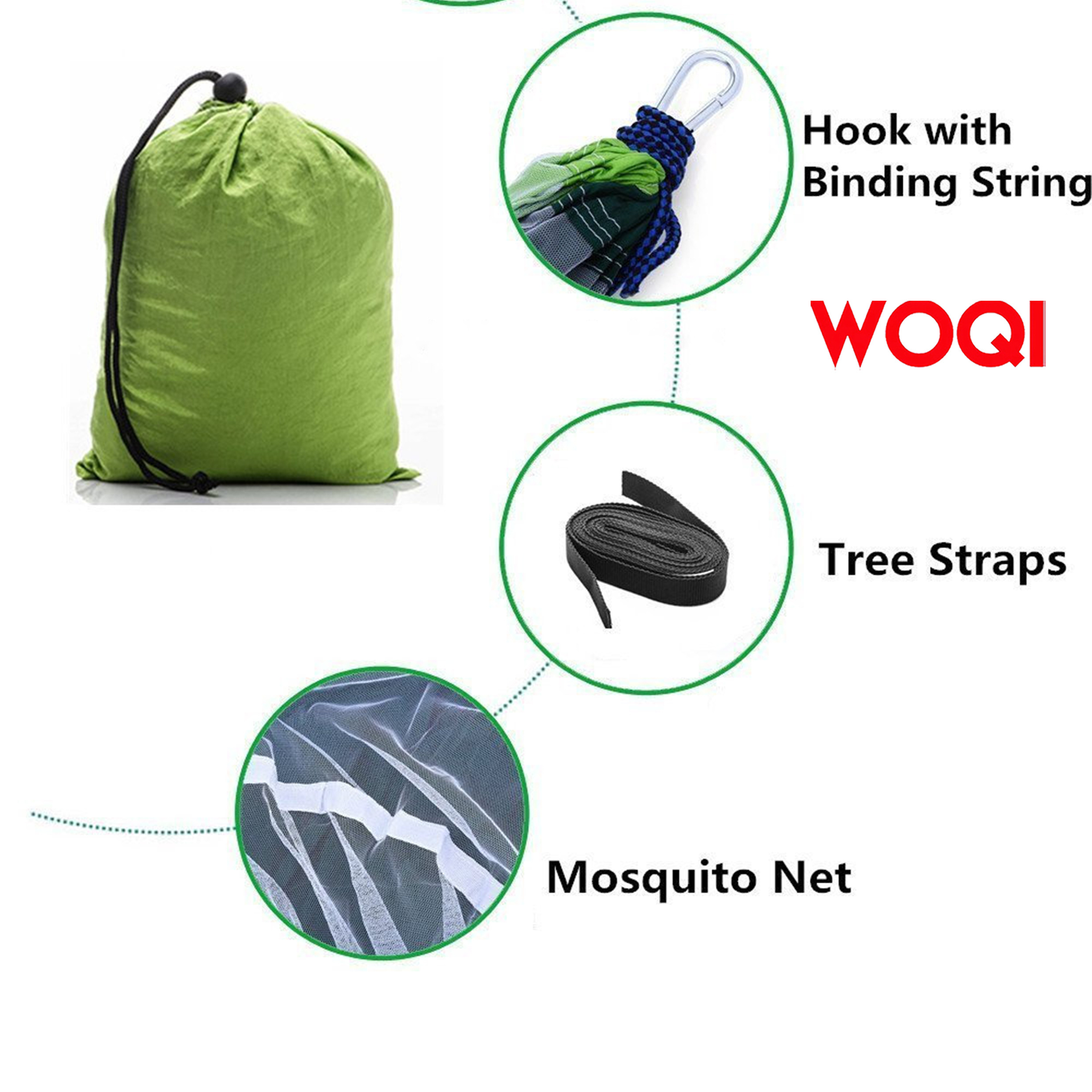 Woqi Parachute Hammock with Mosquito Net Tarp