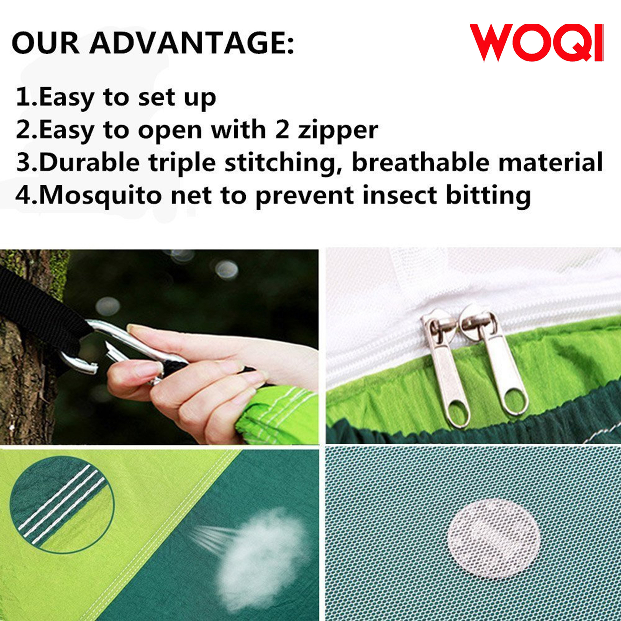 Woqi Parachute Hammock with Mosquito Net Tarp