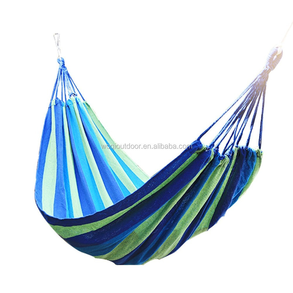 Double Hammock Cotton Soft Woven Bed for Comfort Fabric Travel Camping Hammock for Backyard Porch Outdoor or Indoor Use