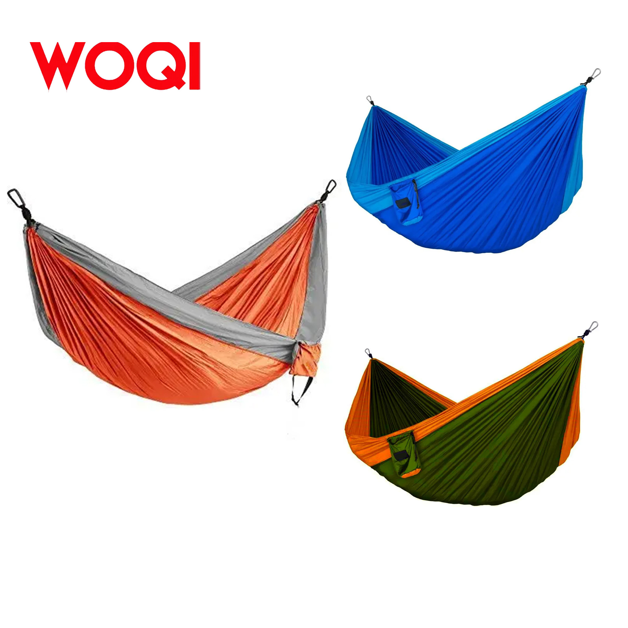 WOQI Outfitters camping Outdoor Hammock , Lightweight Nylon Double Portable Parachute Hammock For Camping