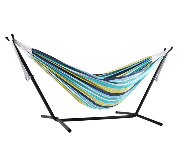 Woqi Hot Selling Portable Outdoor Indoor Cotton Hammock With Metal  Stand Double Cotton Swing Camping Hammock