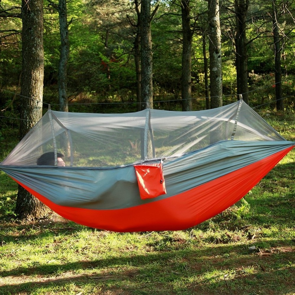 Woqi Mosquito Net Hammock, outdoor camping parachute hammock with tree straps mosquito net