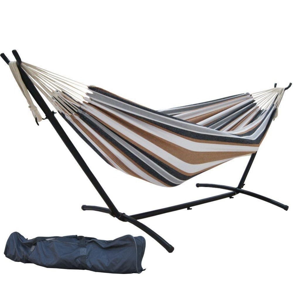 Woqi cotton hammock,Outdoor Portable Canvas Camping Hammock with steel stand