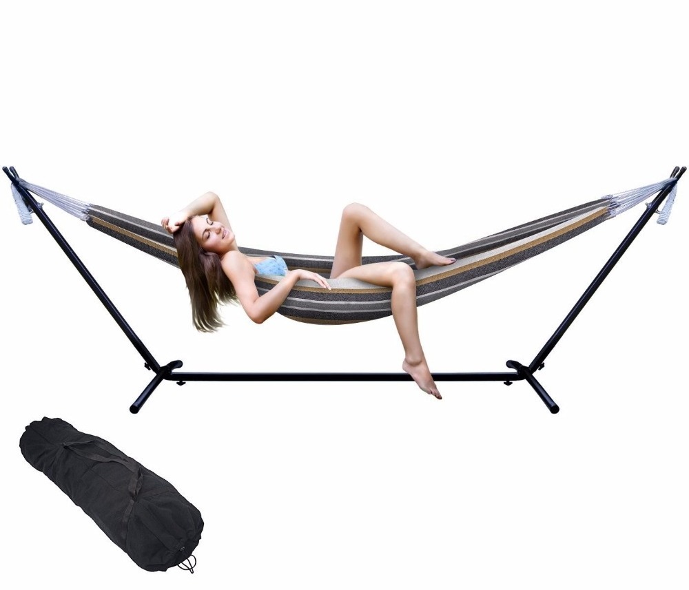 Woqi Portable Hammock Travel Case Double Cotton Combo Hammock with Stand