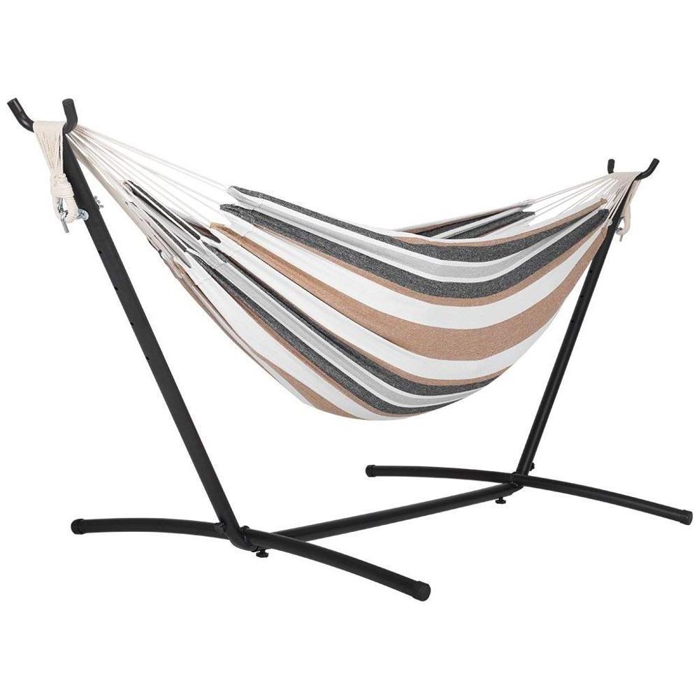 WOQI Double Hammock|Two Person Hammock Chair with Steel Stand/Space Saving Steel Stand Hammock