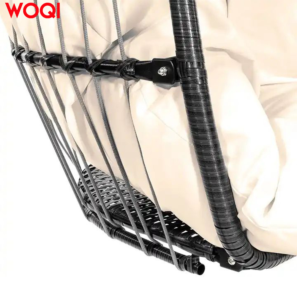 WOQI Wicker Hanging Chair Egg Chair Patio Egg Chair Soft Deep Fluffy Cushion Relaxing Large Basket Porch Lounge