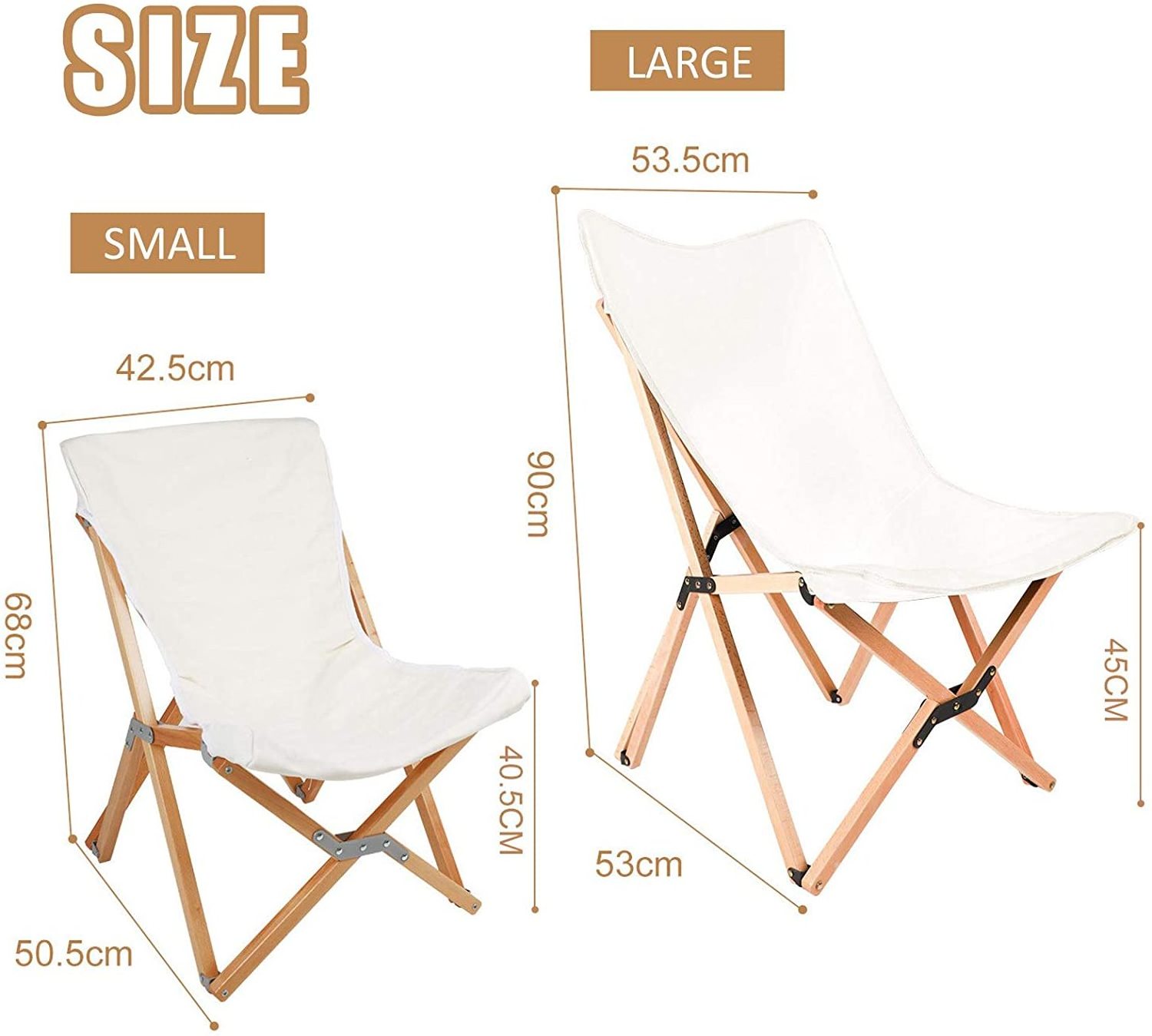 WOQI Foldable Butterfly Chair Comfy Wooden Chairs for Indoor Bedroom Lounge Recliner for Outdoor