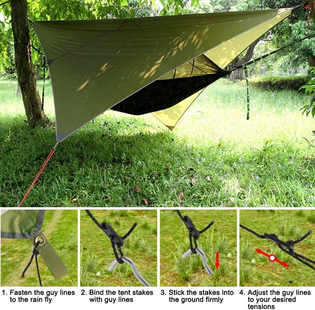 Woqi camping hammock  outdoor   210T 70D Nylon hammock with mosquito net and  Rain Fly Tarp  camo color