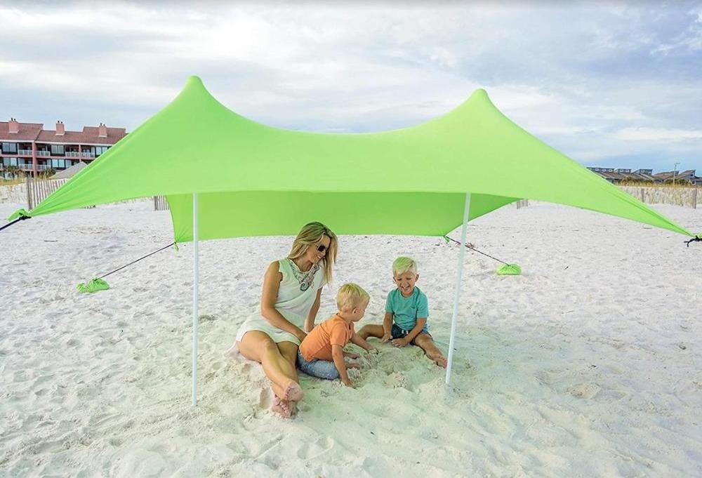 Woqi Portable Beach Shade, Sun Shelter, Canopy Sail Tent, Large Sunshade With Carrying Bag