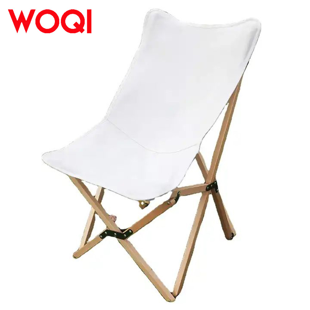 WOQI Outdoor Furniture Camping Wood Grain Aluminum Folding Moon Chair