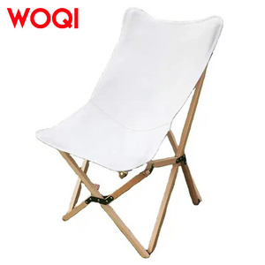 WOQI Outdoor Furniture Camping Wood Grain Aluminum Folding Moon Chair